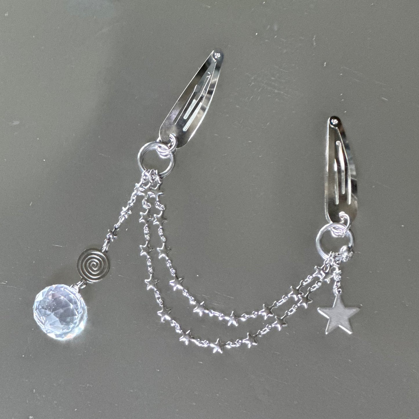 Star hair clips - star and crystal
