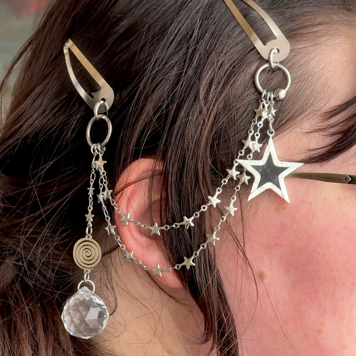 Star hair clips - black