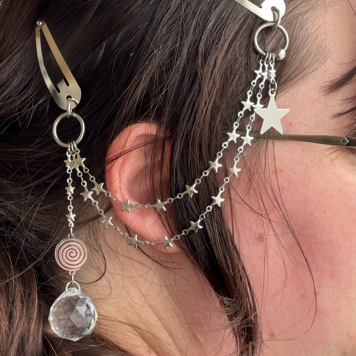 Star hair clips - star and crystal