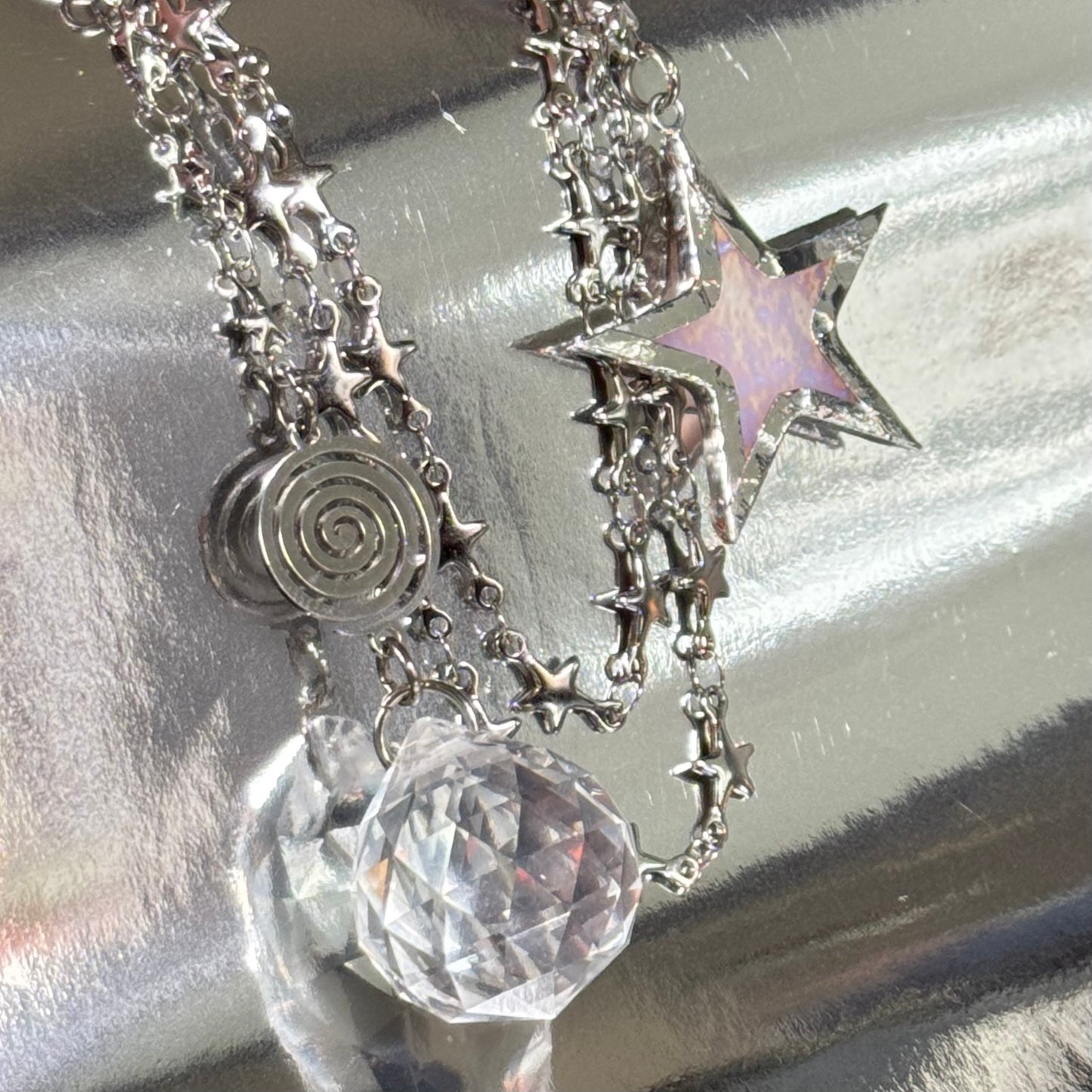 Star hair clips - iridescent white